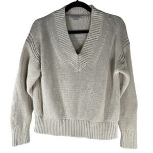 J.Crew Beige Chunky Knit Relaxed V-Neck Sweater XS